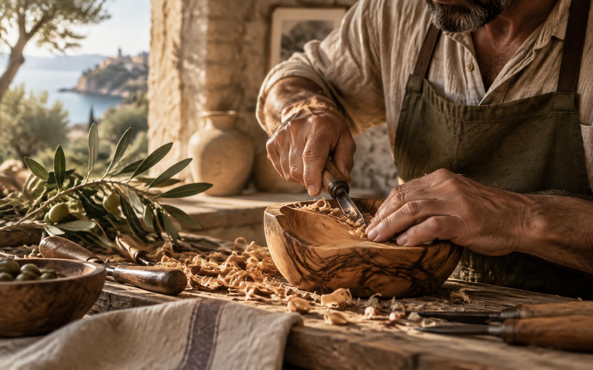 Χειροποίητη επεξεργασία ξύλου ελιάς